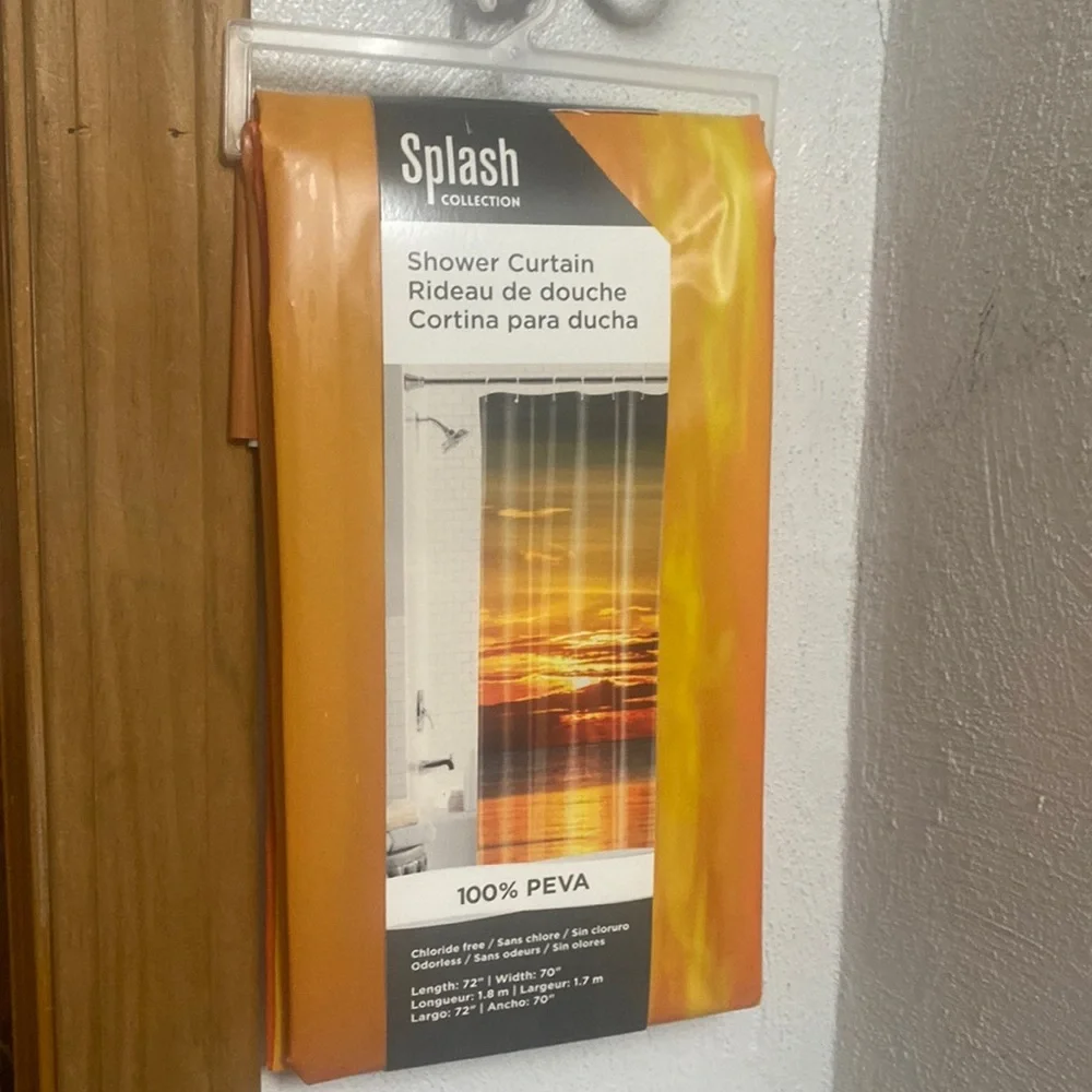 Splash collection Sunset🌅shower curtain 72 x 70+Silver 🧡coral Ring sz7.5